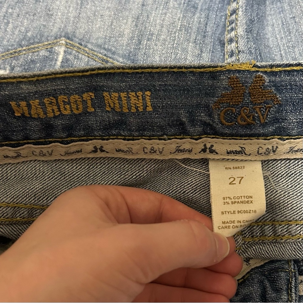 Chelsea & Violet Margot Mini Denim Skirt C&V Distressed Y2K Sz 27 - Picture 3 of 5